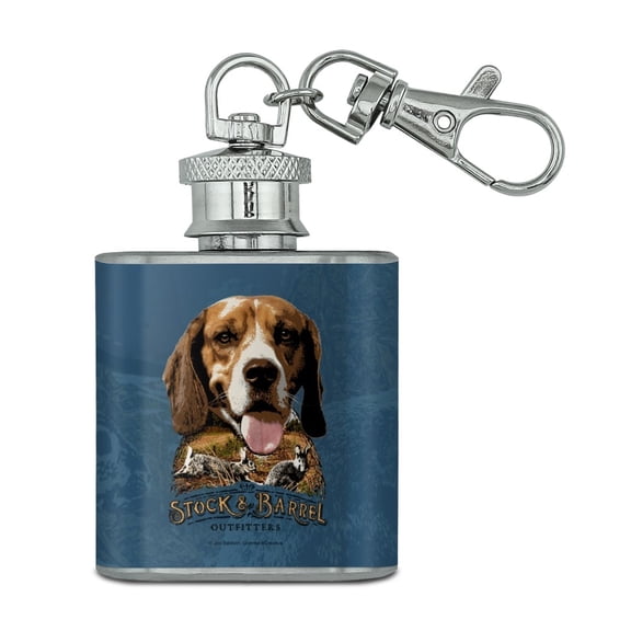 Stock and Barrel Outfitters Beagle Dog Rabbit Hunting Stainless Steel 1oz Mini Flask Key Chain