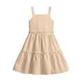 thumbnail image 3 of ASEIDFNSA Girls Sleeveless Ruffle Dress with Tiered Hem Smocked Bodice and A Line Fit (Beige,13-14 Years), 3 of 3