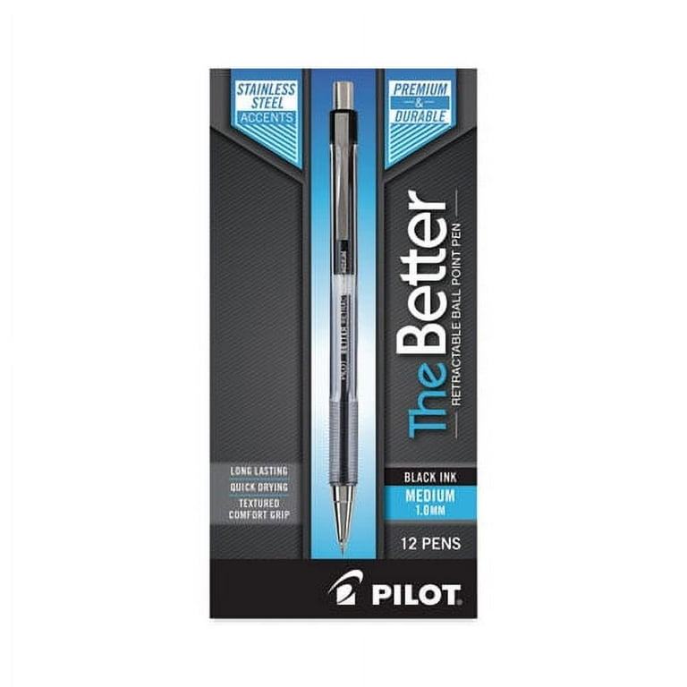 Better Ballpoint Pen, Retractable, Medium 1 mm, Black Ink, Smoke Barrel, Dozen Better Ballpoint Pen, Retractable, Medium 1 mm, Black Ink, Smoke Barrel, Dozen