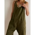 thumbnail image 3 of Cenuakty Women Denim Bib Overalls Solid Color Loose Straight Leg Jumpsuit Romper Pants with Pockets for Streetwear, 3 of 5