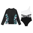 thumbnail image 3 of Alvivi Girls Sleeveless Floral Printed Swimming Jumpsuit with Shirts 2 Pcs Rash Guard Swimwear Set Zipper Black 14, 3 of 5