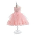thumbnail image 6 of Sngxgn Girls Ruffle Tiered Dress Long Sleeve Flowy A-Line Dress(Pink,110), 6 of 9