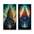thumbnail image 2 of Designart "Dreamy Rainbow Landscape Ancient Temple Setting" Christianism Framed Wall Art Set Of 2 - Traditional Blue Frame Gallery Set For Office Decor, 2 of 6