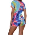 thumbnail image 4 of Women Short Sleeve + Shorts, Tie-dye Waist Drawstring with Pockets Cool Summer Clothing, 4 of 5