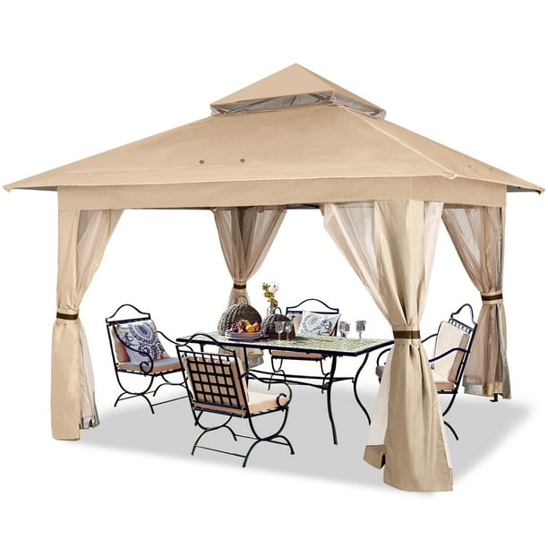 Abccanopy 13 X13 Gazebo Tent Outdoor Pop Up Canopy Shelter With Mosquito Netting Khaki Com Abccanopy 13 X13 Gazebo Tent Outdoor, Bi Mart Outdoor Furniture