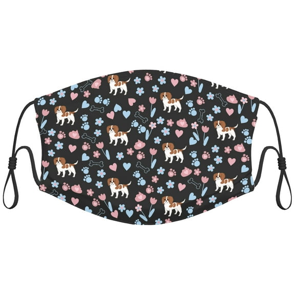 Cute Cavalier King Charles Spaniel Dog Graphic Printed Cloth Face Masks Reusable Washable Adjustable for Adults (10 PCS)