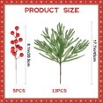 thumbnail image 2 of letesult 13 Pcs Branches de Pin Nordiques Artificielles avec 5 Pcs Tiges de Baies Rouges, 18 Pouces Toucher Réel Fausse Verdure de Noël Tiges de Pin Persistantes pour Vases Guirlande Artisanat DIY Décoration de Table Maison Noël, 2 of 7
