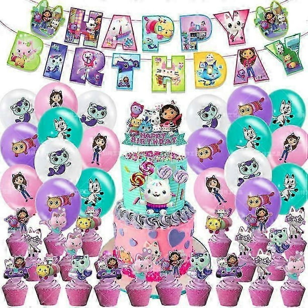 Dollhouse Themed Birthday Decorations Set - 50 Pcs Party Supplies with Happy Birthday Banner, Cake Topper & Latex Balloons