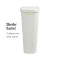 thumbnail image 6 of Mind Reader 40L Slim Laundry Hamper, Clothes Basket, Lid, Wicker Design, Plastic, 18"L x 10.4"W x 23.5"H, White, 6 of 7
