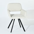 thumbnail image 4 of Homy Casa Set of 2 Vanity Chairs with Armrests, Swivel Seat and Faux Leather Upholstery, Modern Metal Legs, Beige Fabric, 4 of 9
