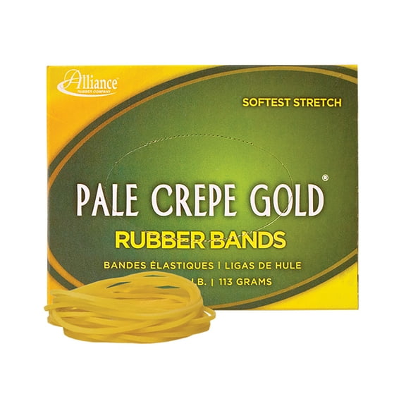 #19 (3 1/2" x 1/16") Pale Crepe Gold Rubber Bands, 1/4 lb. Box