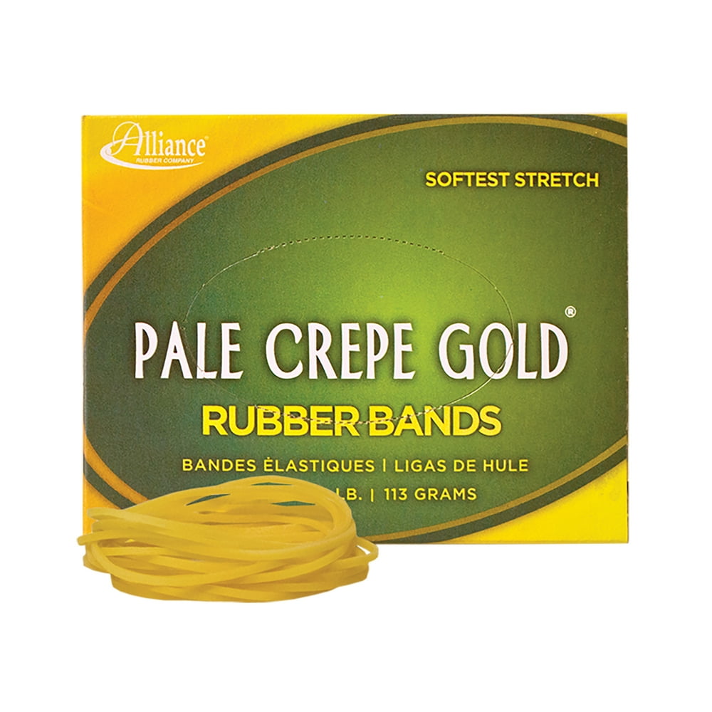 19 (3 1/2" x 1/16") Pale Crepe Gold Rubber Bands, 1/4 lb. Box