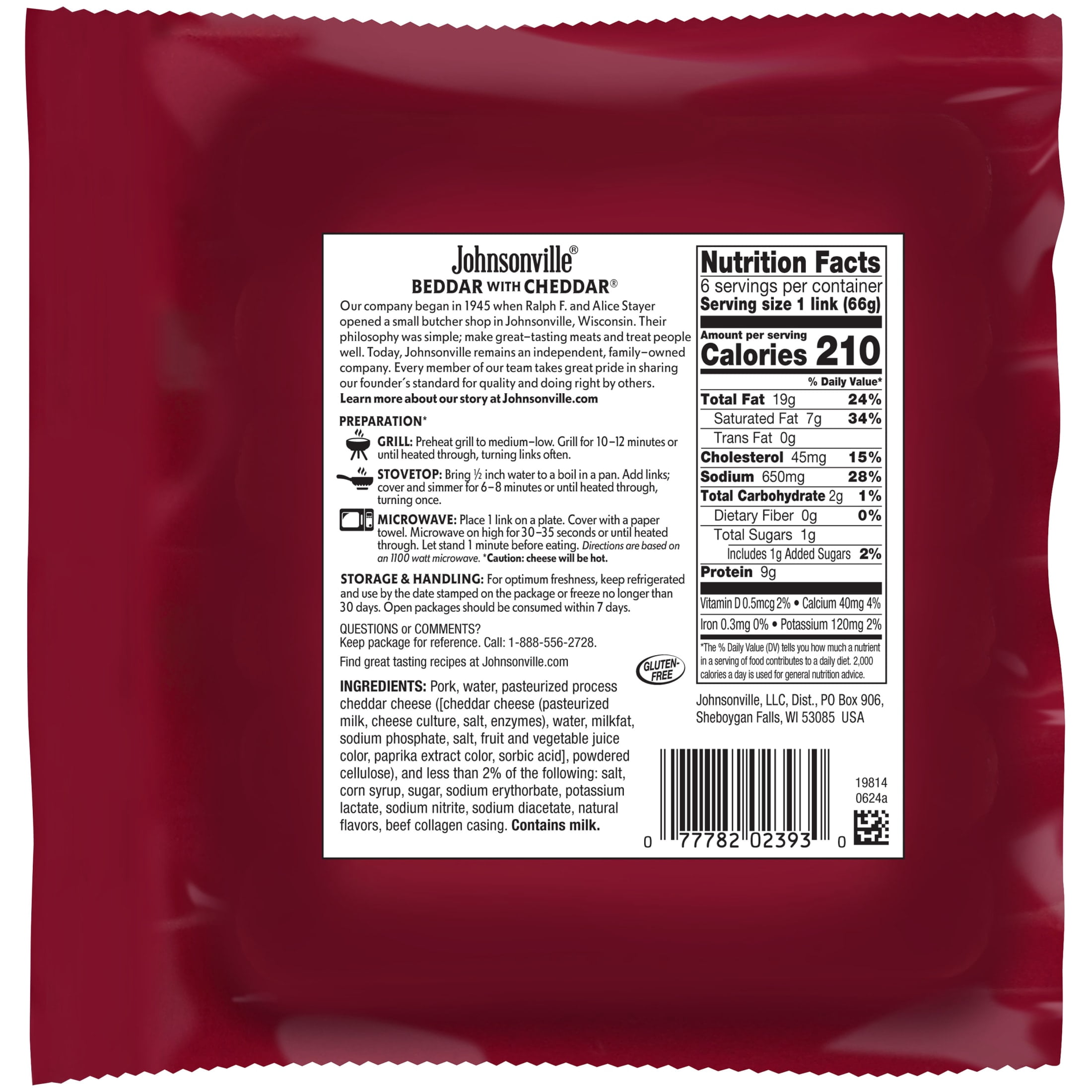 Johnsonville Beddar With Cheddar Smoked Sausage, 6 Links, 14 oz