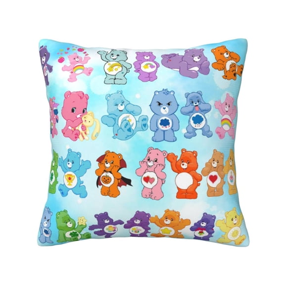 Care Bears Throw Pillow Cover Home Decor, Art Deco Pillowcase Cushion Cover for Bed Sofa Living Room, Square Pillow Case 1pc 18x18