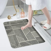 Fmbmuo Flat Pile Bathroom Rugs Minimalist Rectangle Waterproof Bath Mats for Bathroom Nylon,Spandex 16x24in Black