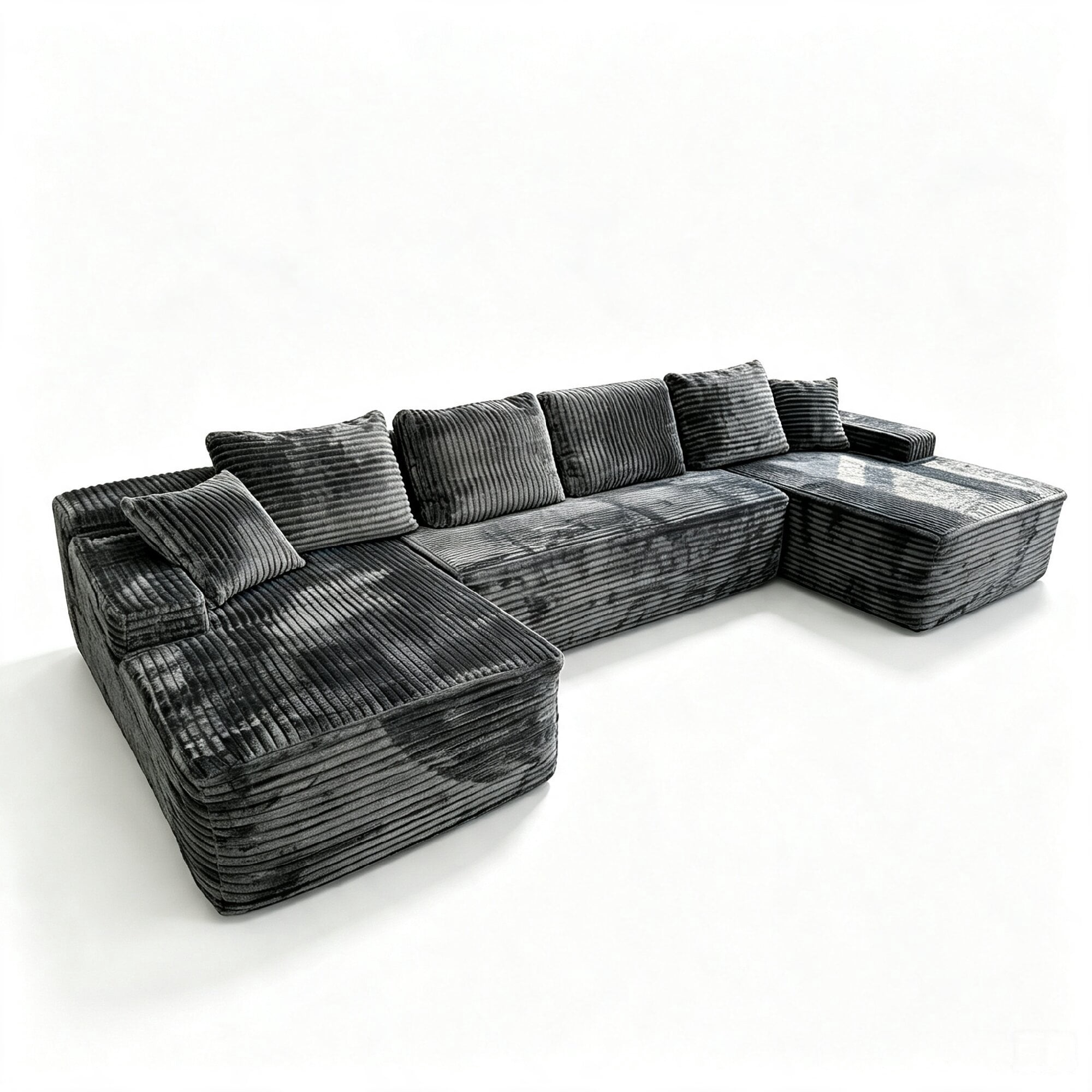 Leumius 131" Modular U-Shaped Sectional Sofa, Oversized Boneless for Living Room Chaise Convertible Compressed Sofa Gray