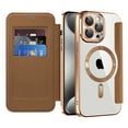 thumbnail image 5 of Allytech Wallet Case for iPhone 14 Pro with Card Slots & Lens Protector, Compatible with MagSafe, Slim Shockproof Anti-Scratch Clear Back Panel [RFID Blocking] Case - Brown, 5 of 7