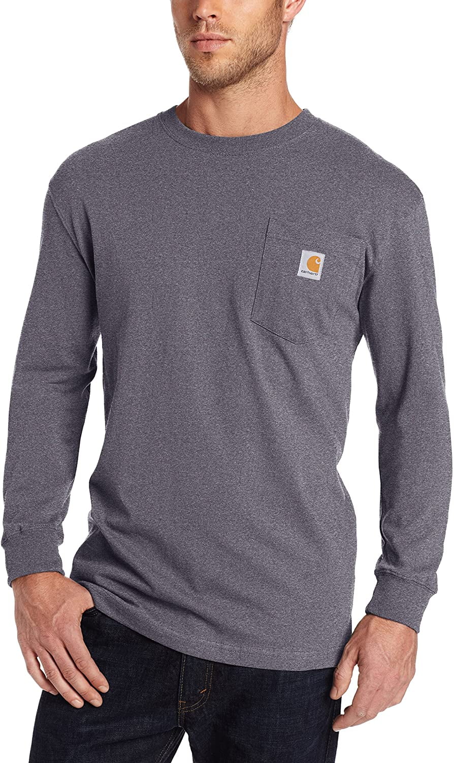 Carhartt Men's Big & Tall Workwear Pocket Long Sleeve T Shirt, Carbon ...