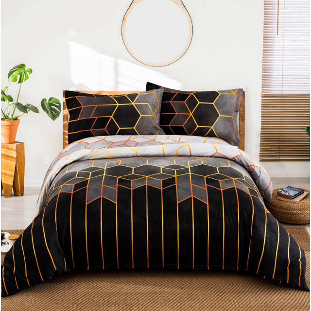 3pcs Colorful Striped Print Reversible Print Duvet Cover King Queen Bedding Set Geometry Quilt Cover Polyester Comforter Cover