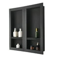thumbnail image 2 of KFFKFF Recessed Wall Niche, 16 x 32 inch + 16 x 32 inch with Adjustable Shelf, 4-inch Thick Modern Storage Organizer for Soap and Shampoo, Square Corners, Waterproof Design, Black Finish for Bathroom, 2 of 9