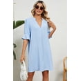 thumbnail image 3 of Women's Notched Flounce Sleeve Mini Dress 100% Polyester Lightweight Sheer Overlay Elegant Evening Party Dress, 3 of 13