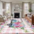 thumbnail image 2 of Spring Area Rugs Collection 6'x9', Truck Botanical Rose Leaves Butterfly Pink Lattice Non Slip Indoor Rectangle Throw Runner Rug Floor Mat Carpet for Living Room Dining Table Bedroom Nursery, 2 of 9