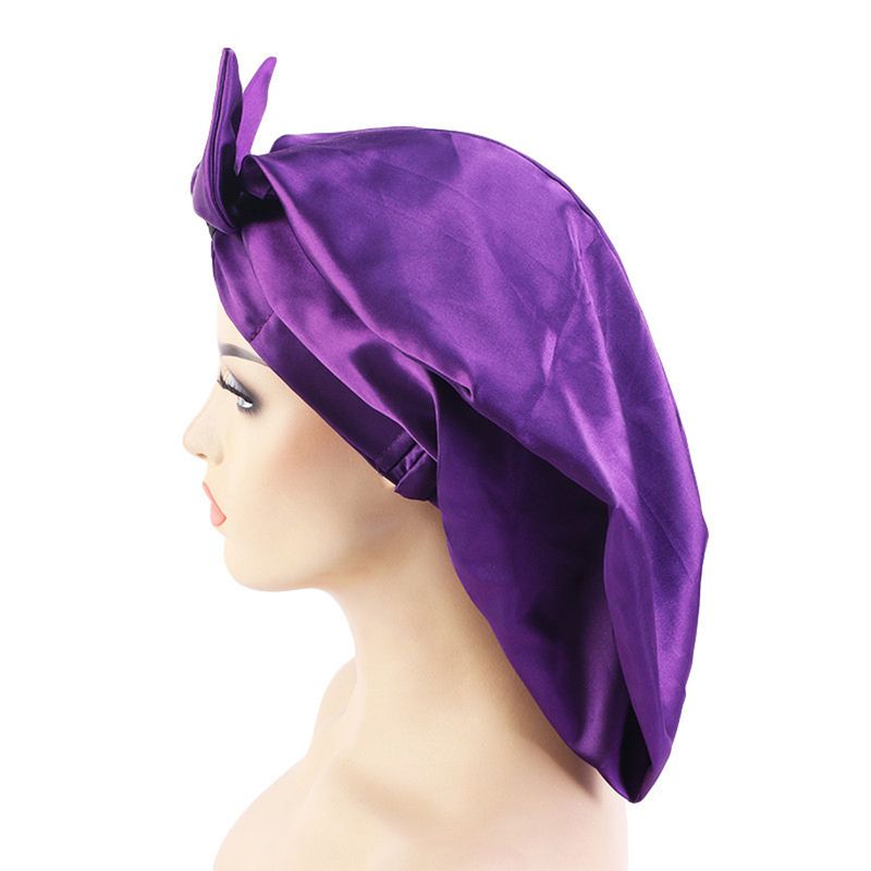 SJENERT Adjustable Wide Satin Bonnet, Women's Turban Cap Long Cap Lady Hair Care Cap Knot Sunscreen Windproof Sleeping Cap - image 5 of 8