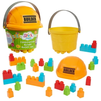 Spark Create Imagine Construction Builder Bucket,  Kids Toys for Ages 3 Up, Gifts and Presents