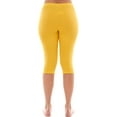 thumbnail image 5 of Cotton Capri Leggings Plain Pants Capris For Women Junior & PLUS Size, Yellow, Medium, 5 of 6