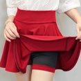 thumbnail image 7 of Skirts for Women Skirt Half Length Women Fashion Casual Short Style Solid Glare Sun Pleated Skirt All-Season Wardrobe for Everyday Wear Red 2 M, 7 of 7