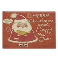 thumbnail image 1 of Christmas Cutting Board, Happy New Year Retro Illustration with Santa Claus Holding Yellow Bird, Decorative Tempered Glass Cutting and Serving Board, Large Size, Ivory Orange, by Ambesonne, 1 of 1