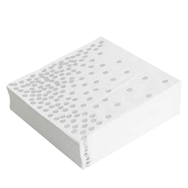 KAKOWELY Servilletas de papel desechables con estampado de puntos, 20 unidades, para fiestas, reuniones y festivales (plateadas)