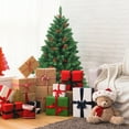thumbnail image 4 of Costway Arbre de Noël Articulé de 4,5 Pi Pré-Illuminé avec Pommes de Pin, Baies Rouges et 300 Lumières DEL, 4 of 10