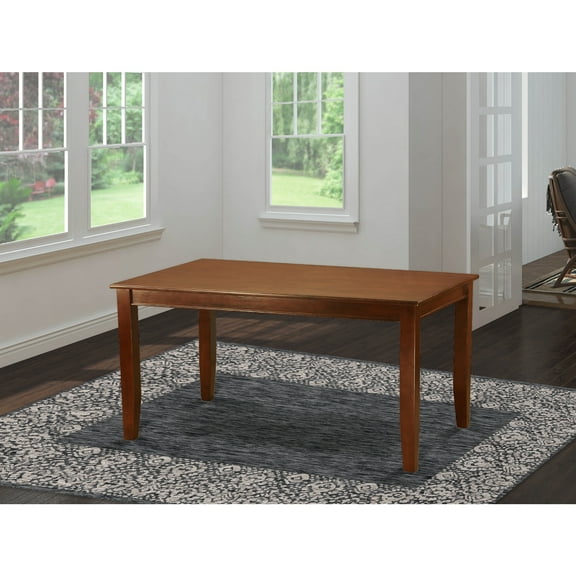 East West Furniture Dudley Rectangular Rubber Wood Dining Table in Mahogany