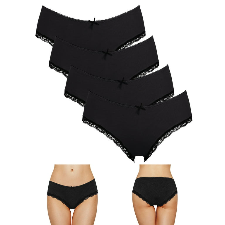 BeautyIn Women's Comfort Panties Cotton Underwear Lace Hipster 6 Pack 