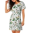 thumbnail image 2 of Balery Lilies Flowers Camisón de manga corta con cuello redondo para mujer, cómodo y elegante., 2 of 6