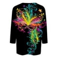 thumbnail image 4 of JGNGSHN Mardi Gras Tops forWomen 3/4 Length Sleeve Top Crew Neck Shirts Carnival Party Parade Blouses, 4 of 5