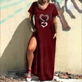 thumbnail image 1 of Qiopertar Robe Décontractée Imprimée pour Femmes Col en V Manches Courtes Longue Fendue avec Poche Grandes Économies de Vacances! Moins de 5$ jusqu'à 90 % de Réduction, 1 of 5