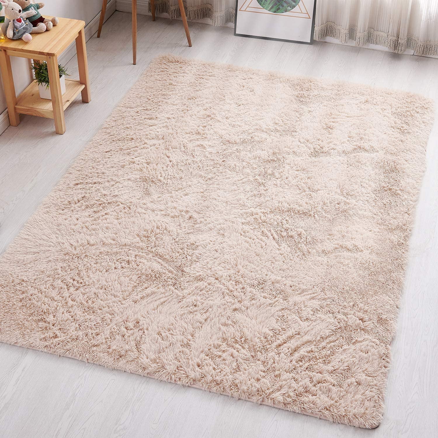 Soft Bedroom Area Rug Animla Flying Birds with Pink Blossom Flowers and Green Leaves Plants Decorative Throw Rug for Indoor Floor Carpet，Non Slip Carpets Rugs for Living Room 4ft 