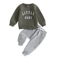 thumbnail image 2 of Dakiuu Toddler Baby Boys Sweatshirt Outfits Letter Print Little_dude Long Sleeve Shirt Jogger Pants Fall Winter 2 Pieces Clothes Sweatsuit Set AG 6-12 Months (80), 2 of 6
