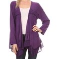 thumbnail image 2 of Sakkas Isenia Cardigan Open Front Kimono Long Sleeve Embroidered Top Blouse Lace - Purple - One Size Plus, 2 of 5