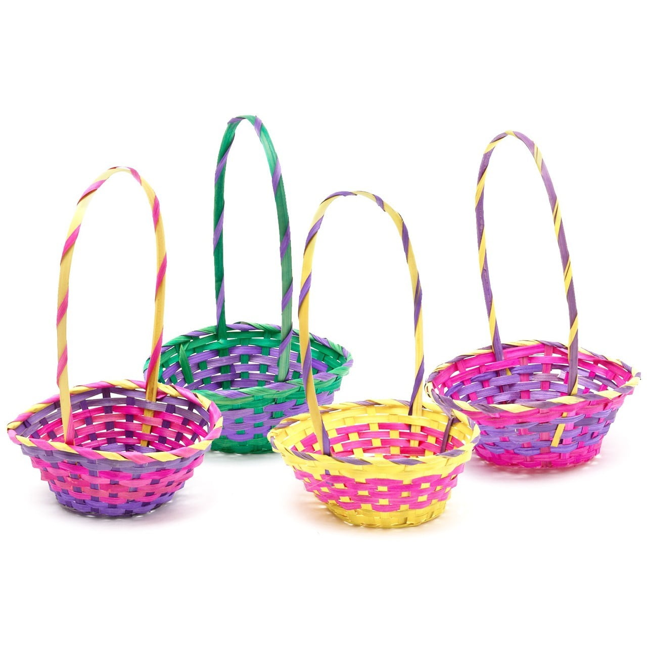 Easter Baskets Bulk Small Round Multicolor Bamboo 5" Tall by 3" Wide