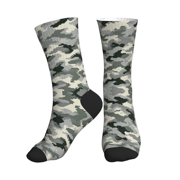 Mens Crew Socks Womens Army Digital Camouflage Workout Training Athletic Socks