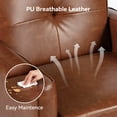 thumbnail image 5 of Mid Century Accent Chair, Pu Leather Modern Chair with Wooden Frame, Cozy Armchair Reading Chair with Comfy Back for Apartment Living Room Bedroom Waiting Room Small Space Corner(Brown), 5 of 10