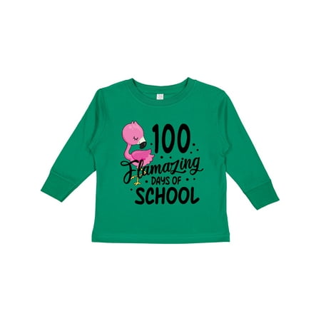 

Inktastic 100 Flamazing Days of School with Cute Flamingo Gift Toddler Boy or Toddler Girl Long Sleeve T-Shirt