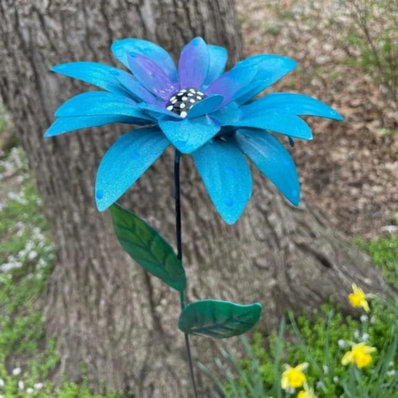 Metal Flowers Floral Garden Stake Outdoor Plant Pick Water Proof Metal Flowers Outdoor Decor for Lawn Yard Patio