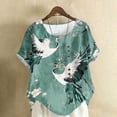 thumbnail image 1 of Weiqiqre Chemises pour Femmes Col Rond Manches Courtes Tunique à Boutons T-shirt Blouse, 1 of 4