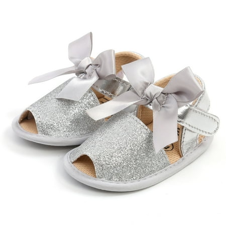 Lilgiuy Toddler Shoes Baby Girls Cute Fashion Cotton Sequins Bow Non-slip Soft Bottom Sandals Party School Shoes