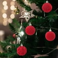 thumbnail image 5 of 12PCS Flocked Christmas Ball Ornaments - Velvet Burgundy Xmas Tree Decor, Bulk Hanging Balls for Holiday & Party, 5 of 8