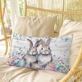thumbnail image 4 of Bunny Easter Pillow Covers, Linen Long Throw Pillow Case, Eucalyptus Leaves Spring Floral Eggs Wooden Holiday Pillow Protector Decorative Cushion Cover for Living Room/Bedroom 20" x 30", 4 of 8